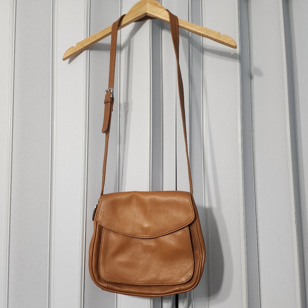 Tignanello Brown / Tan Crossbody Leather Bag EUC